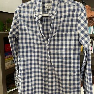J. Crew Navy and White Plaid Button Down Shirt